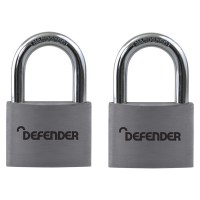 Defender Open Shackle Aluminium Padlock - 40mm Twin Pack