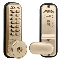 Lockey 2435K Keypad Digital Door Lock with Key Override Polished Brass