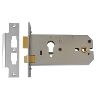 Union L2049 Euro cylinder horizontal Lock 152mm Satin chrome
