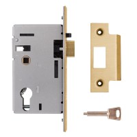 Union L2349 Euro cylinder nightlatch case 77mm Polished brass