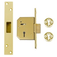 Union-Chubb 3G115 5 Lever Dead lock 67mm Polished Brass Trade Pack x 20