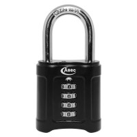 Asec 4 Dial Open Shackle Combination Padlock - Black