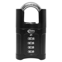 Asec 4 Dial Closed Shakcle Combination Padlock - Black