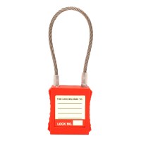 Asec Lockout Tagout Padlock LOTO With Wire Cable - Red