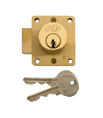Union 4110 Cylinder Straight Cupboard Lock in Brass
