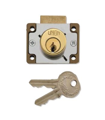 Union 4148 Cylinder Springbolt Cupboard - Till Lock in Brass