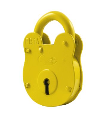 Asec FB14 Fire Brigade Padlock 4 Lever Old English Style - Yellow