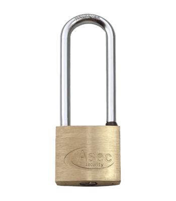 Asec Long Shackle 4 and 5 Pin Brass Padlock Keyed Alike