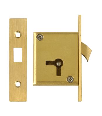 Asec 85 4 Lever Mortice Cupboard Hook Lock in Brass