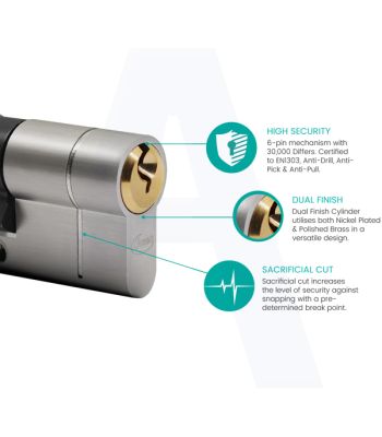 Asec Vital Snap Resistant 6 Pin Euro Double Cylinders